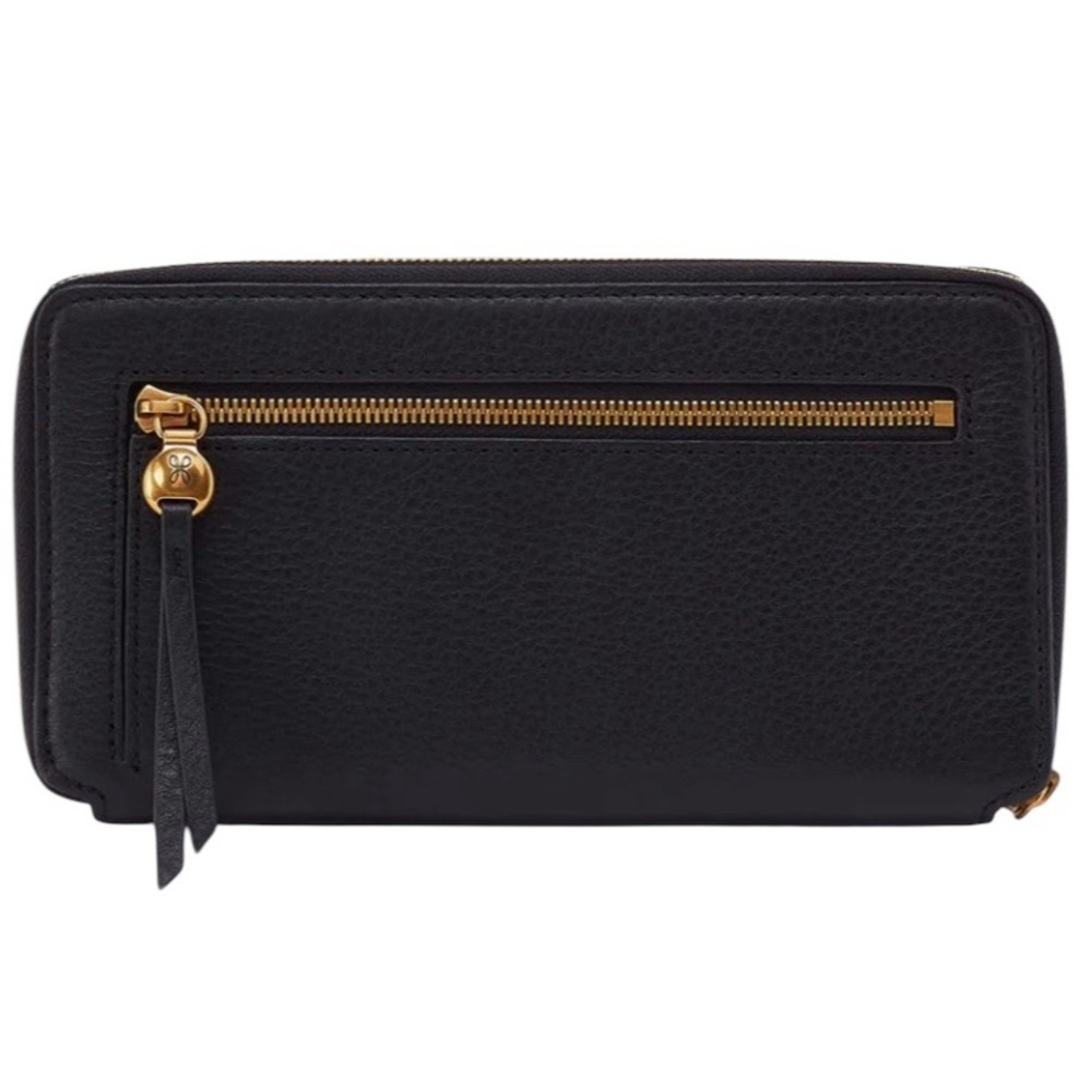Nordstrom Black Wallet with Gold Zipper